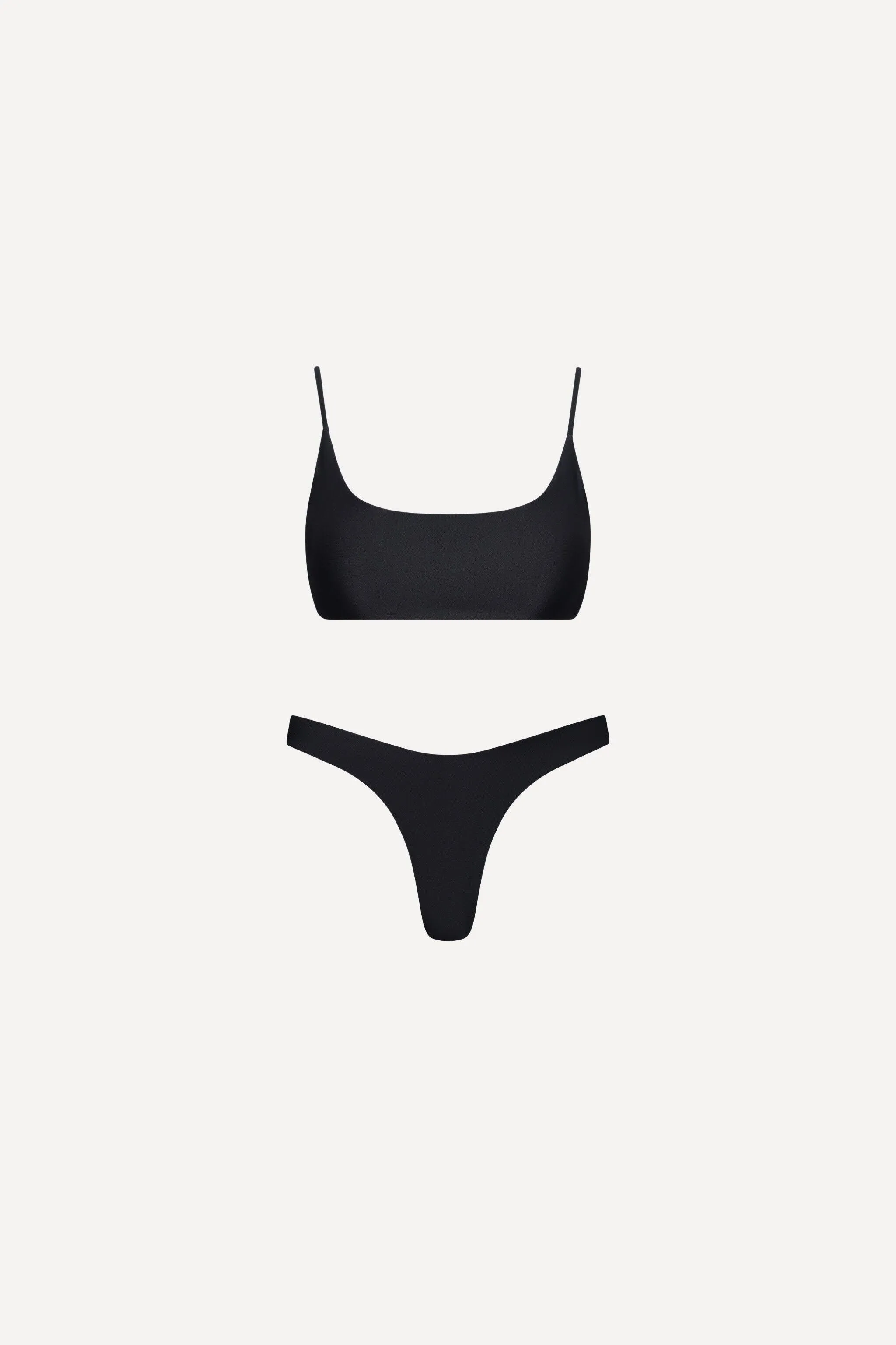 Malibu String Tie Bralette Bikini Set Black sold by Playaluxe