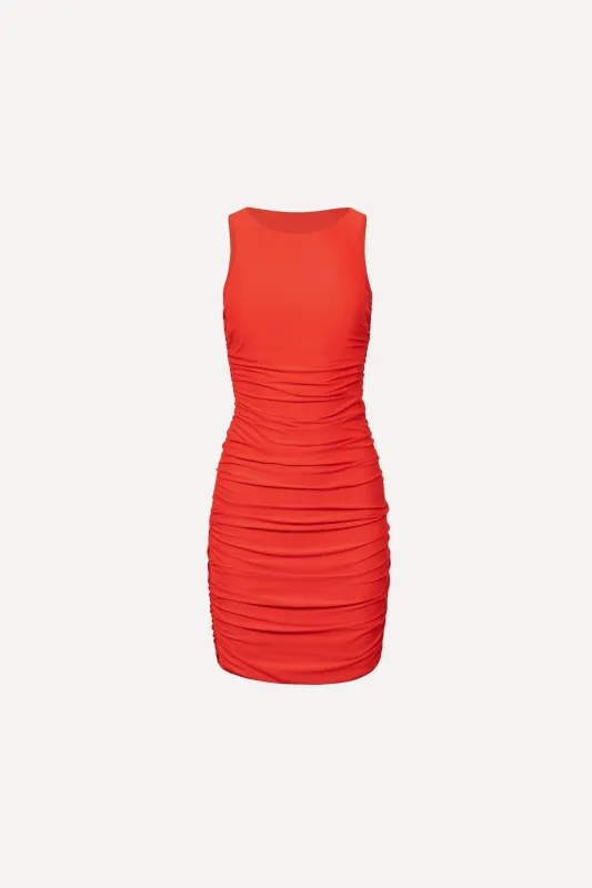 Ibiza Ruched Mini Dress Red sold by Playaluxe