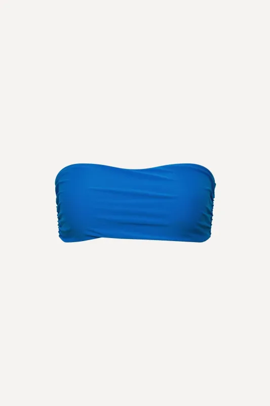Capri Ruched Bandeau Bikini Top Blue sold by Playaluxe