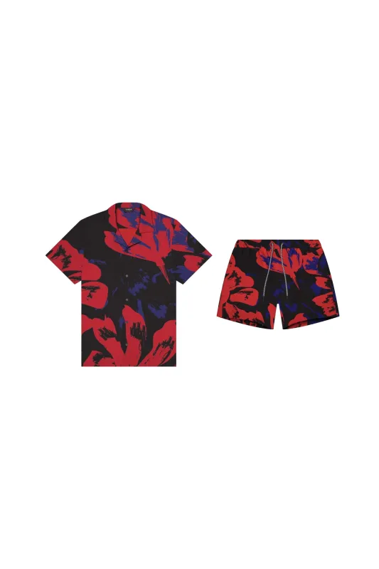 Saint Tropez Red Vintage Floral Cabana Set sold by Playaluxe