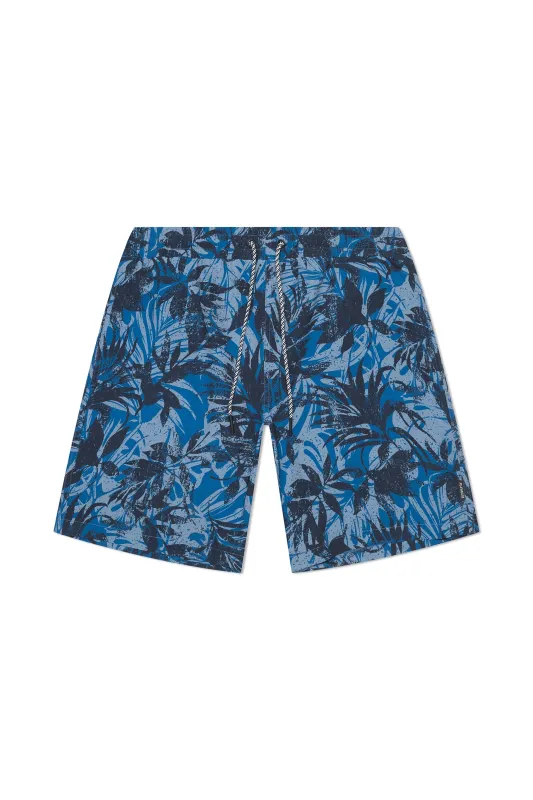 Marbella Classic Swim Trunk Denim Palm sold by Playaluxe