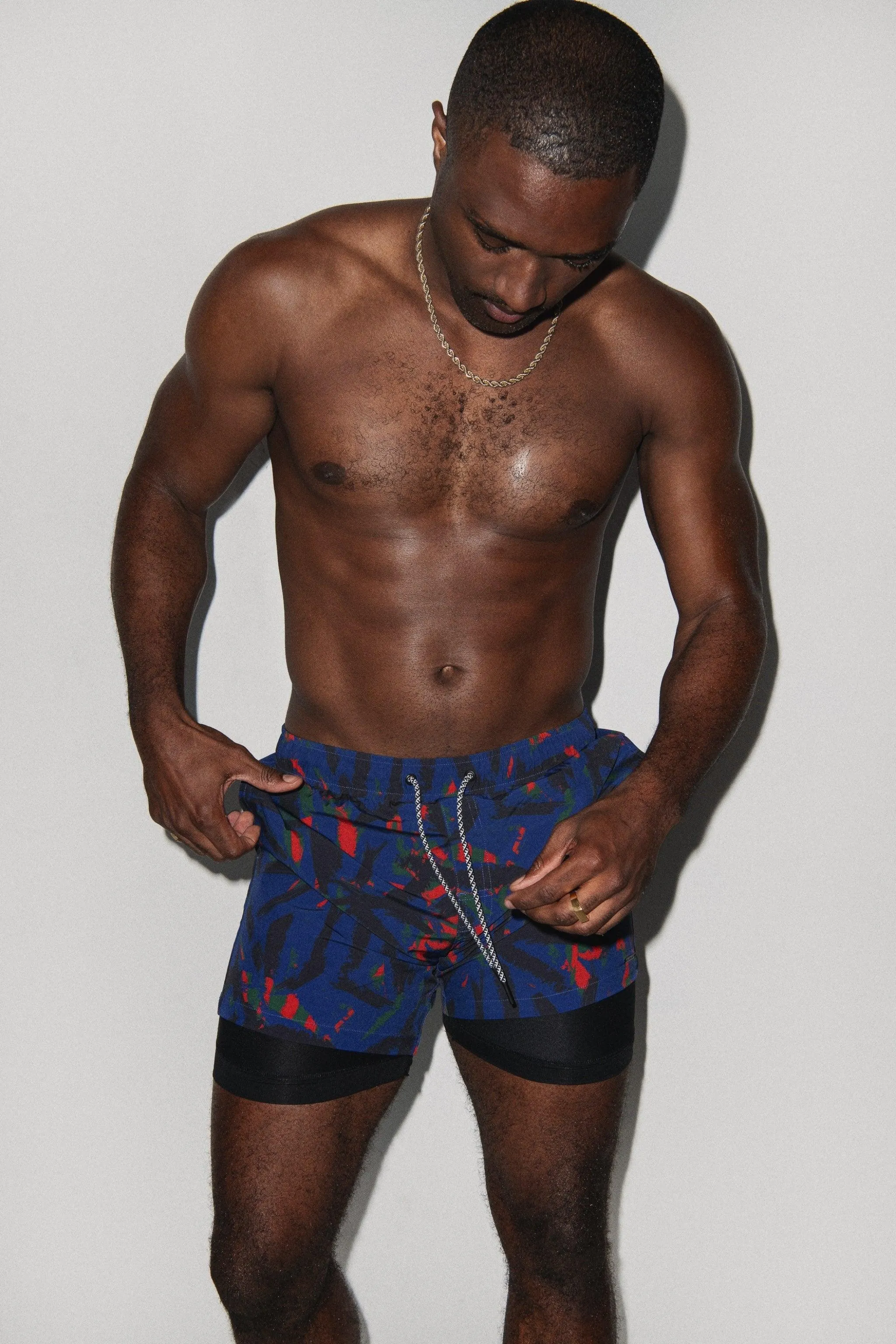 Tulum Volley Swim Trunk Navy Palm sold by Playaluxe product image thumbnail 4