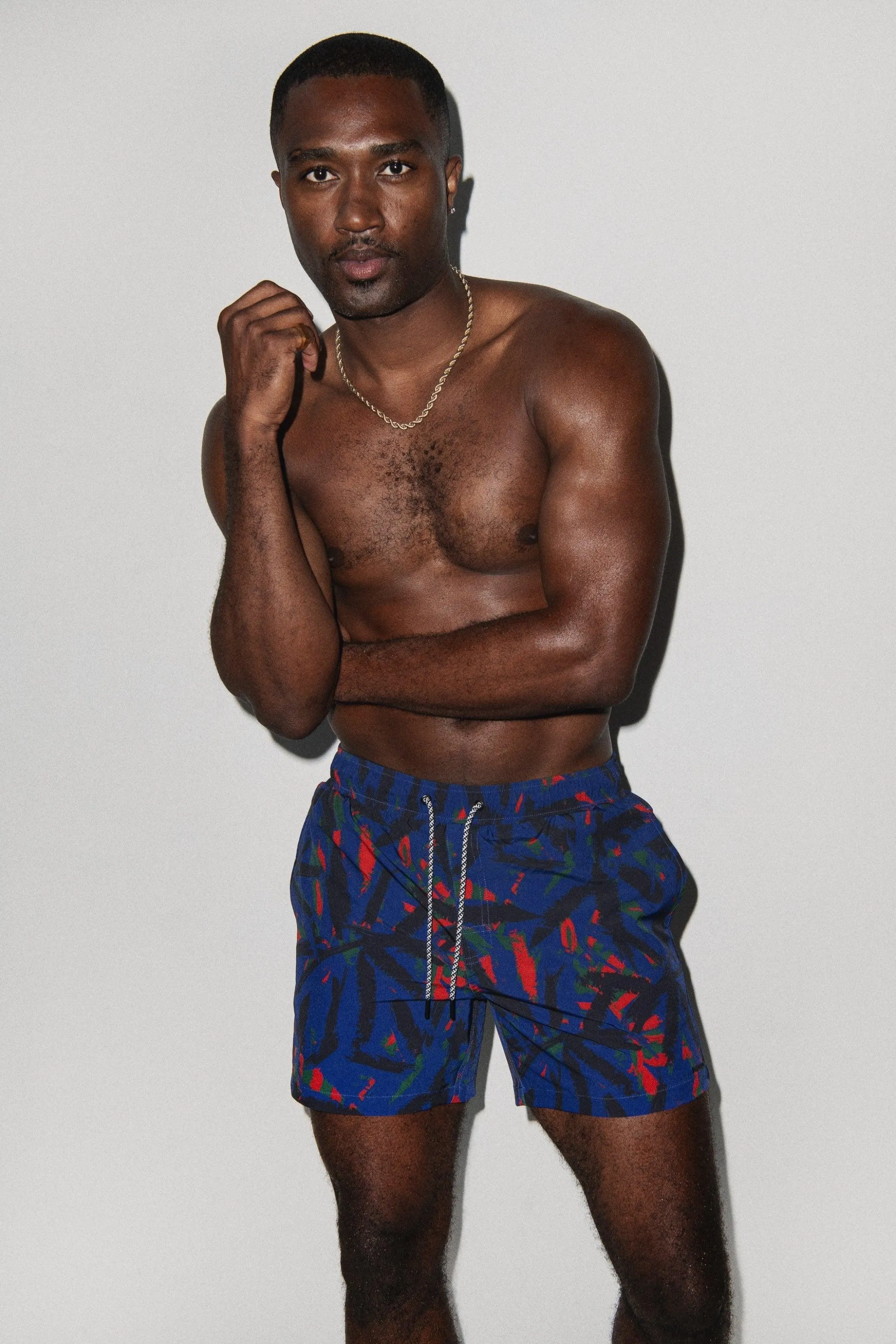 Tulum Volley Swim Trunk Navy Palm sold by Playaluxe product image thumbnail 2