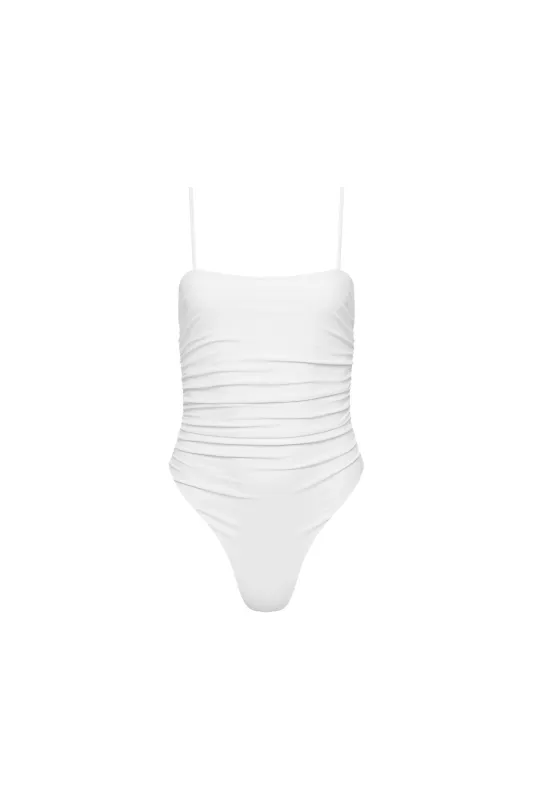 Seychelles Ruched One Piece White sold by Playaluxe