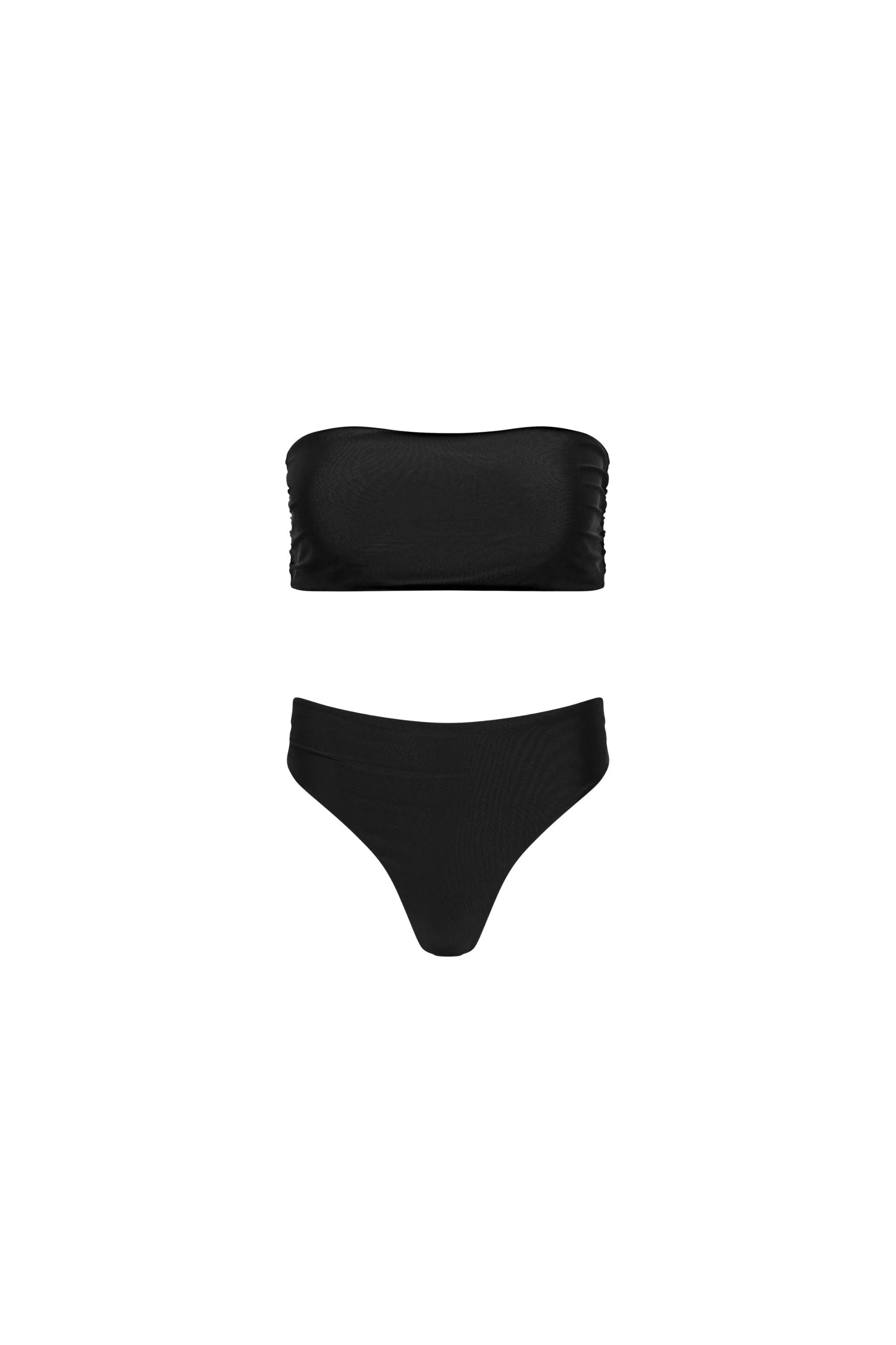 Capri Ruched Bandeau Bikini Set Black sold by Playaluxe