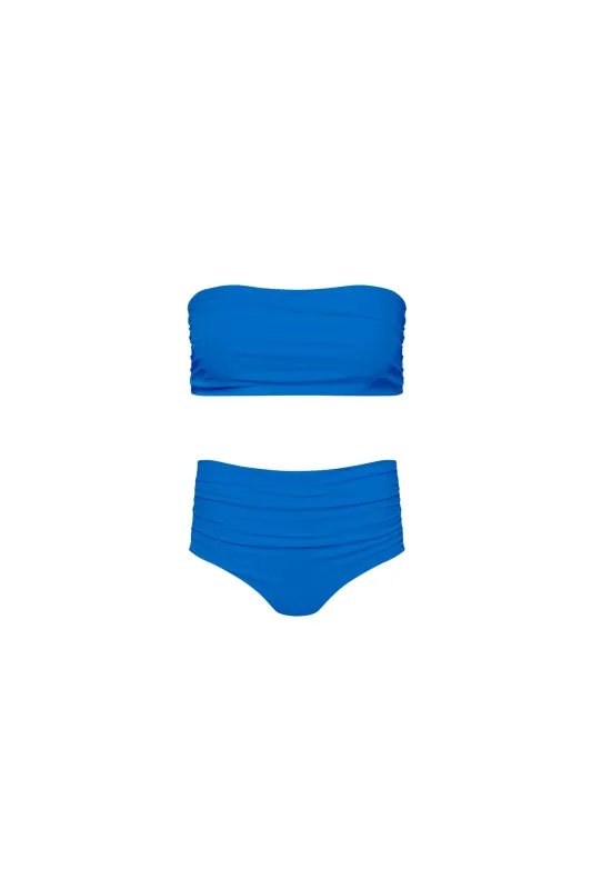Capri Ruched Full Coverage Bikini Set Blue sold by Playaluxe