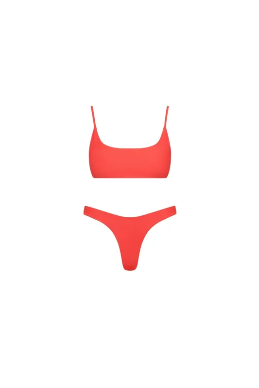 Malibu Bralette String Tie Bikini Set Red sold by Playaluxe