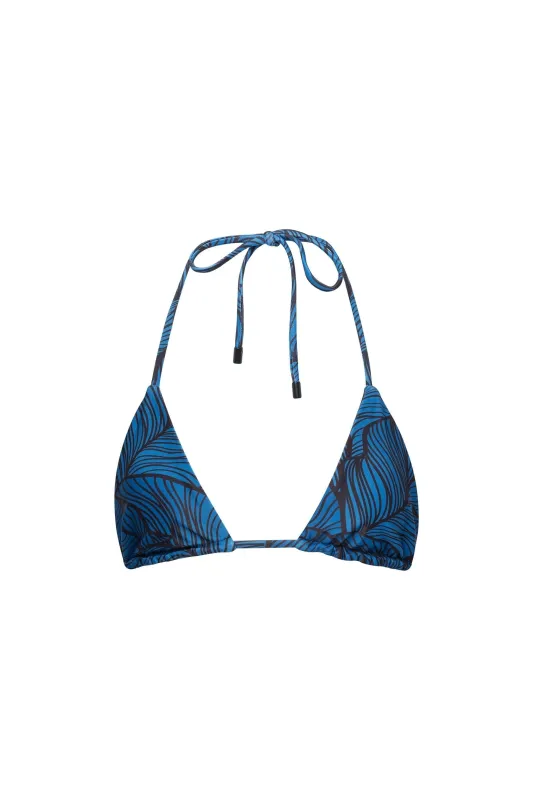 Waikiki Triangle String Bikini Top Blue Leaf sold by Playaluxe