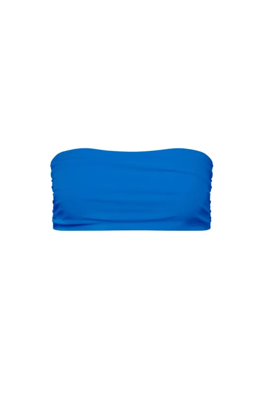 Capri Ruched Bandeau Bikini Top Blue sold by Playaluxe