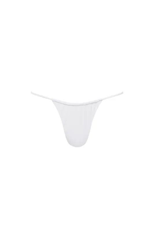 Capri Ruched String Bikini Bottom White sold by Playaluxe