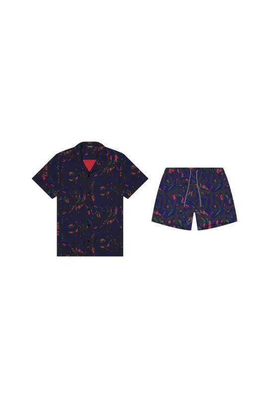 Saint Tropez Cabana Set Navy Palm sold by Playaluxe