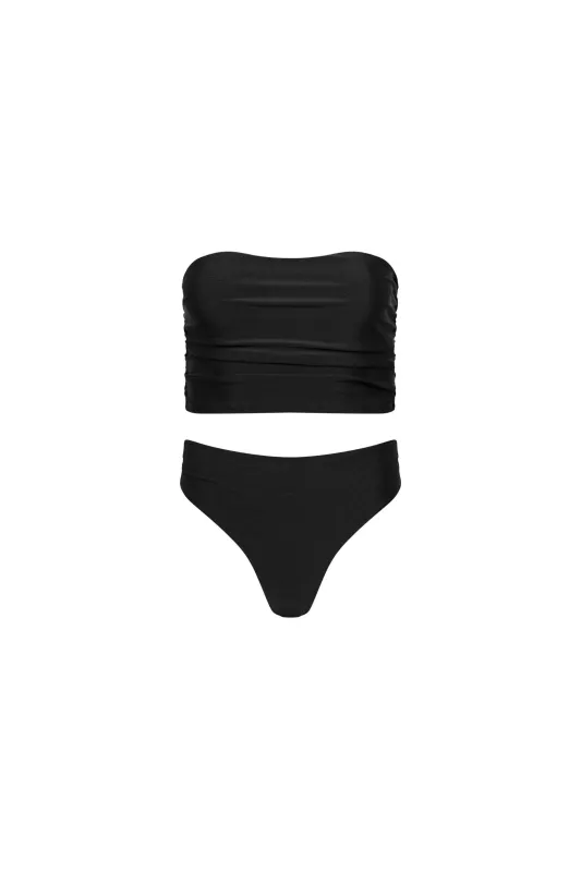 Capri Ruched Tankini Set Black sold by Playaluxe