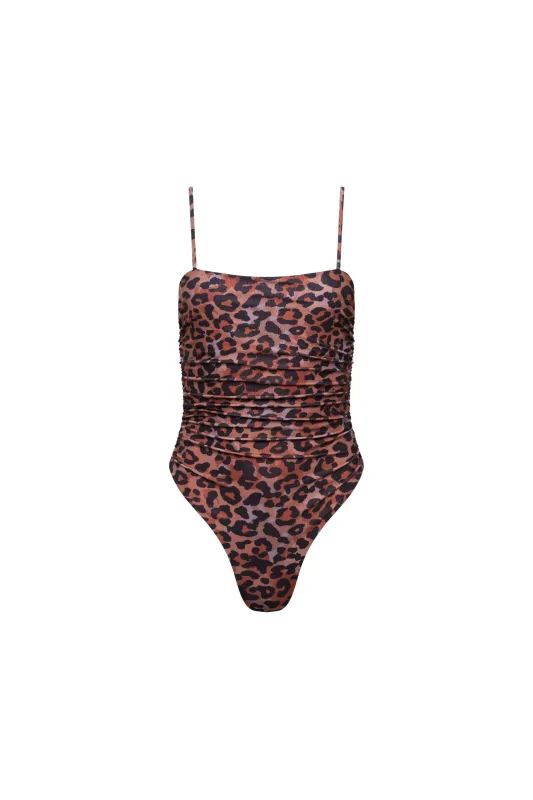 Seychelles Ruched One Piece Leopard sold by Playaluxe
