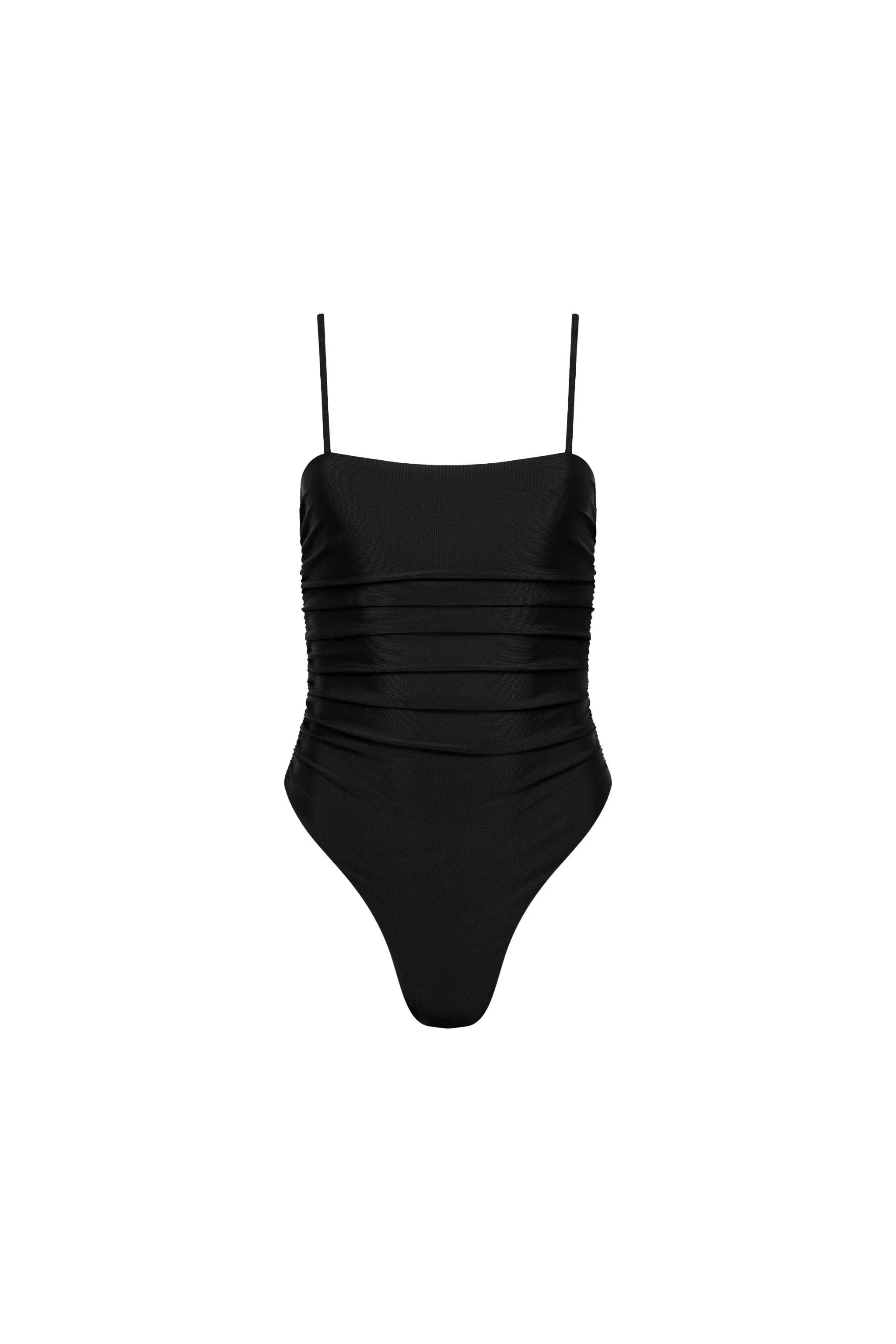 Seychelles Ruched One Piece Black sold by Playaluxe