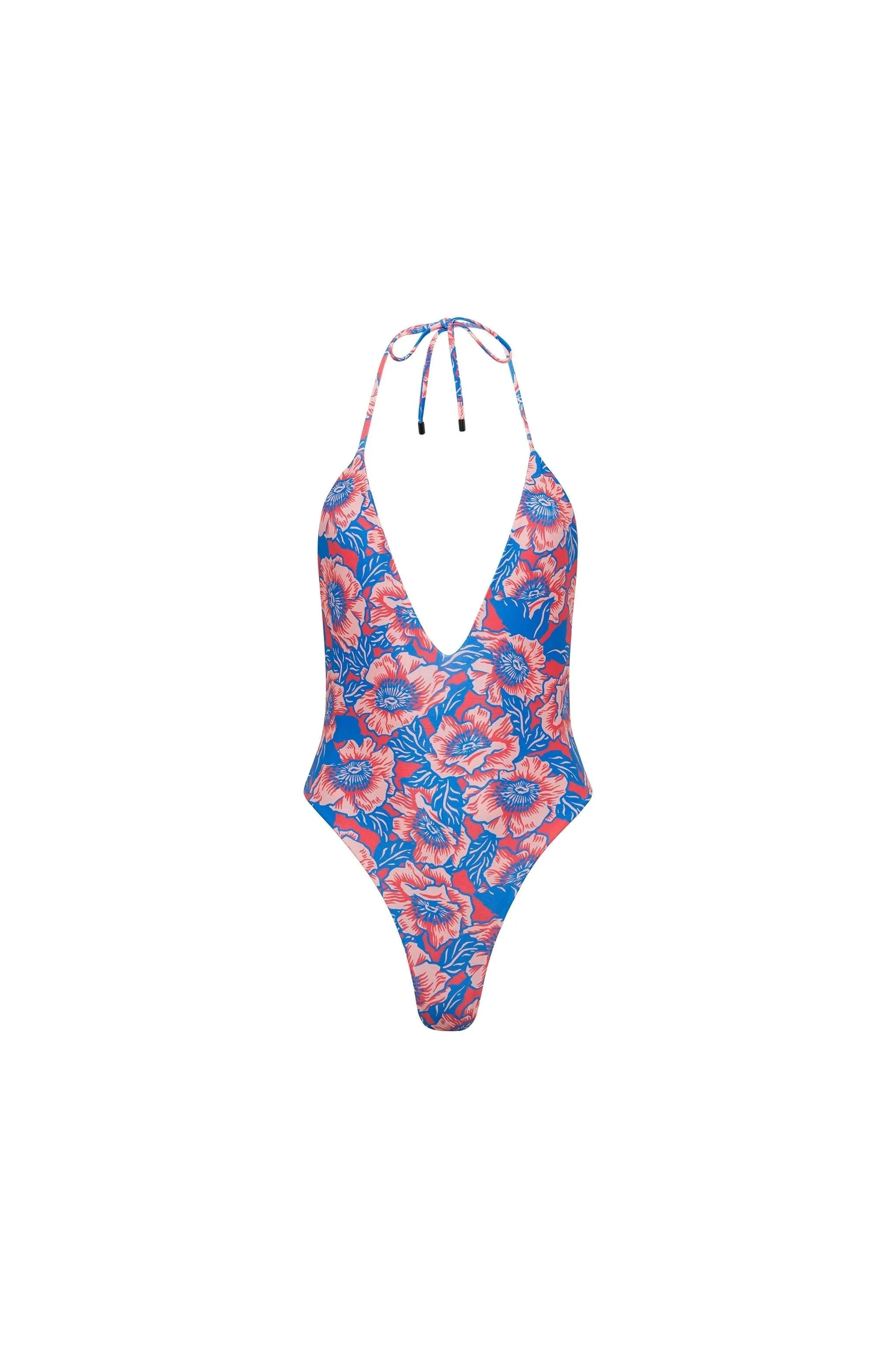 Los Cabos Deep V One Piece Pink Floral sold by Playaluxe