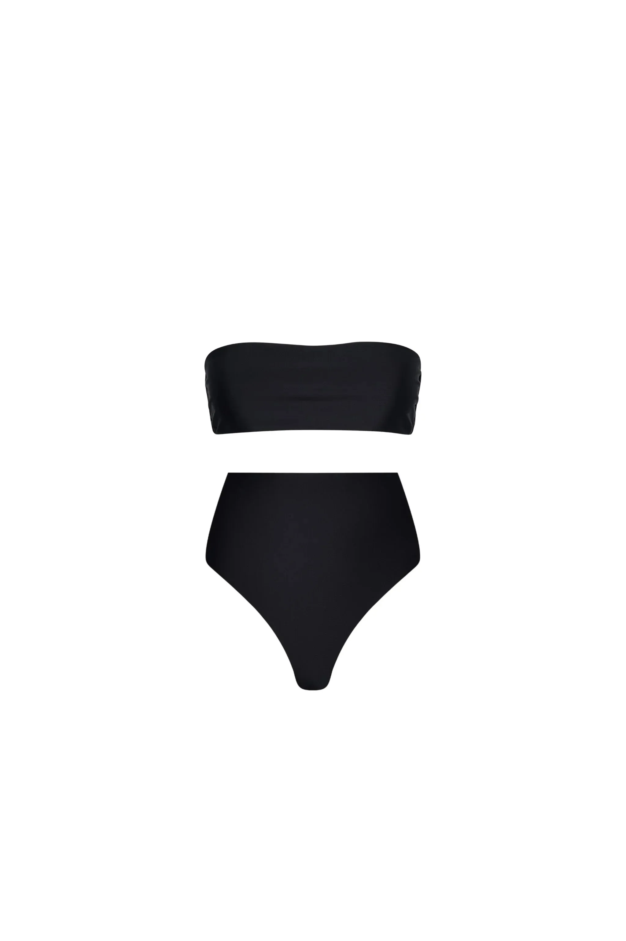 Strapless High Waist Bikini Set Black sold by Playaluxe