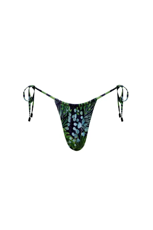 Waikiki Side Tie Bikini Bottom Green Palm made by Playaluxe