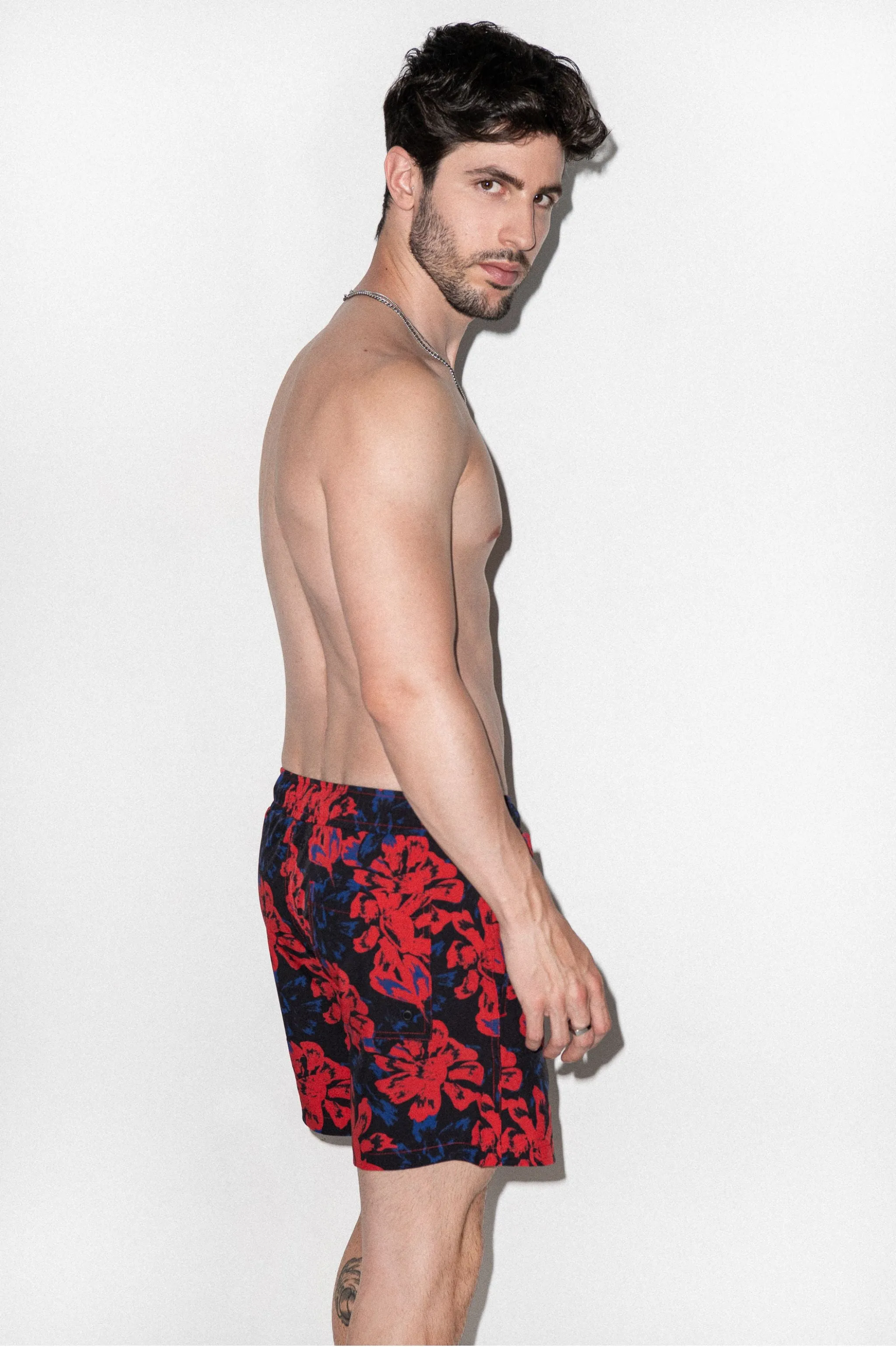 Tulum 5-Inch Swim Trunk Red Vintage Floral sold by Playaluxe product image thumbnail 3