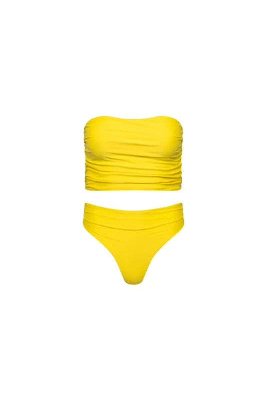 Capri Ruched Tankini Set – Yellow made by Playaluxe