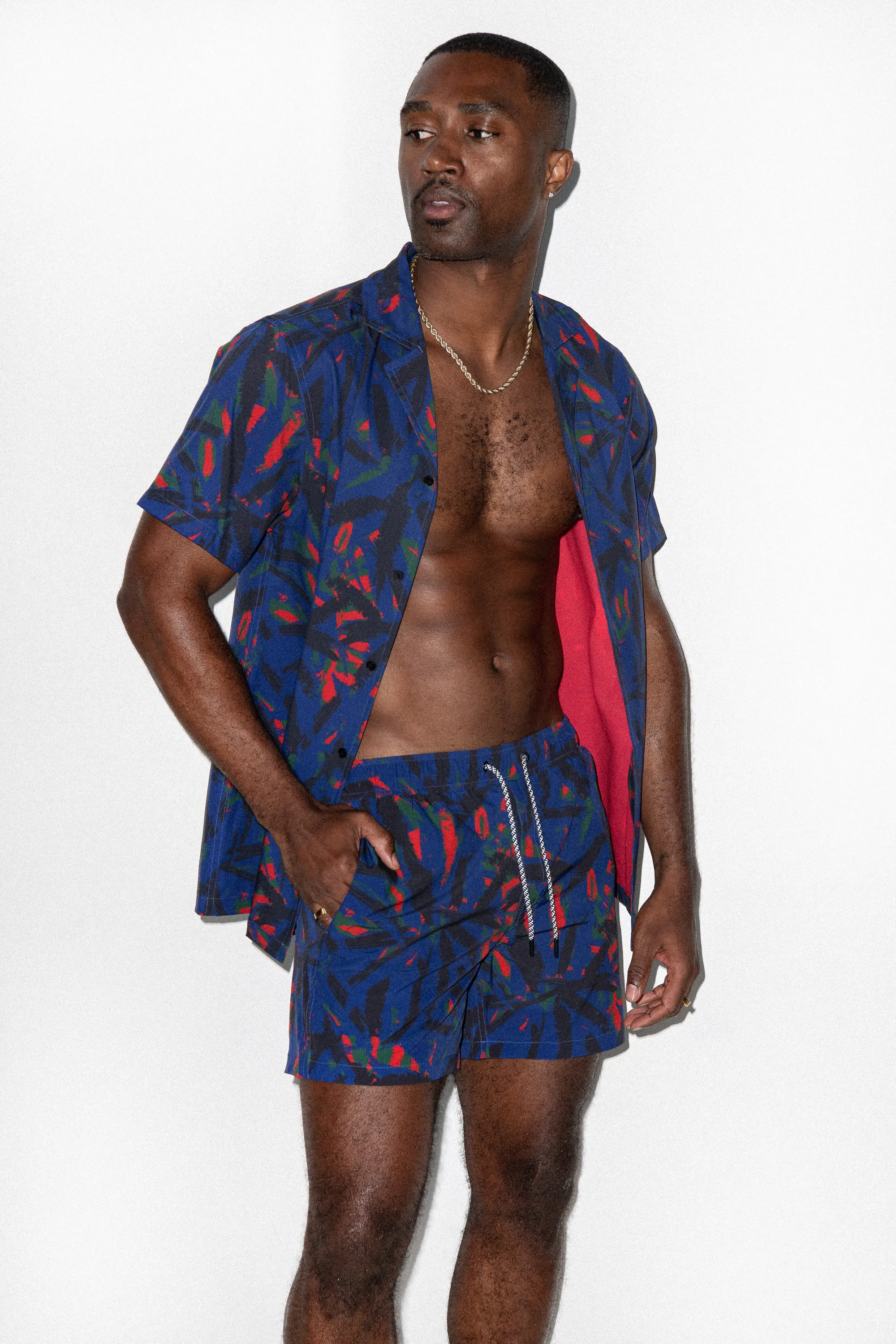 Saint Tropez Cabana Shirt Navy Palm sold by Playaluxe product image thumbnail 2