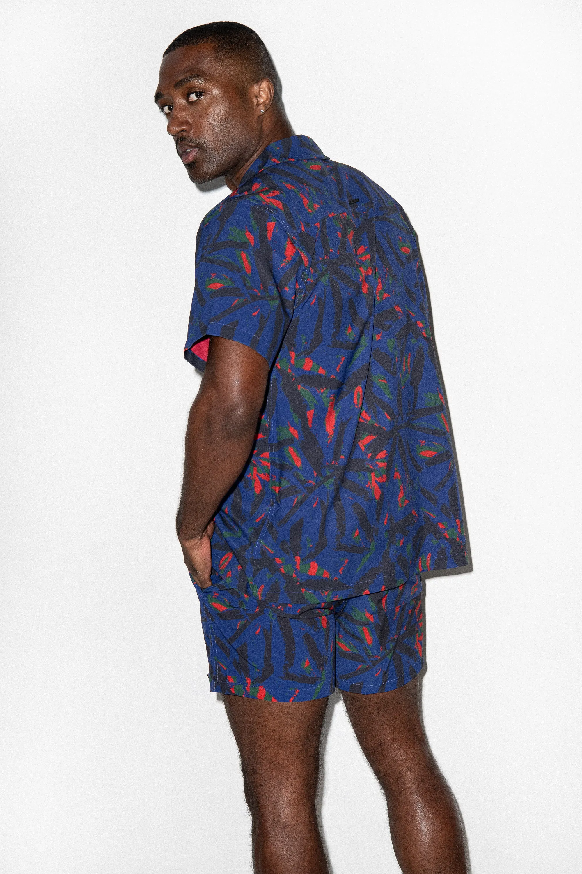 Saint Tropez Cabana Shirt Navy Palm sold by Playaluxe product image thumbnail 3