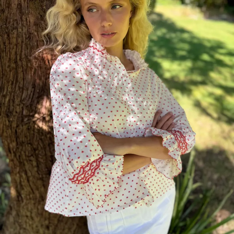 Shelley Blouse Poppy Plumetti with Poppy Hand Smocking Edition 3 sold by Smock London