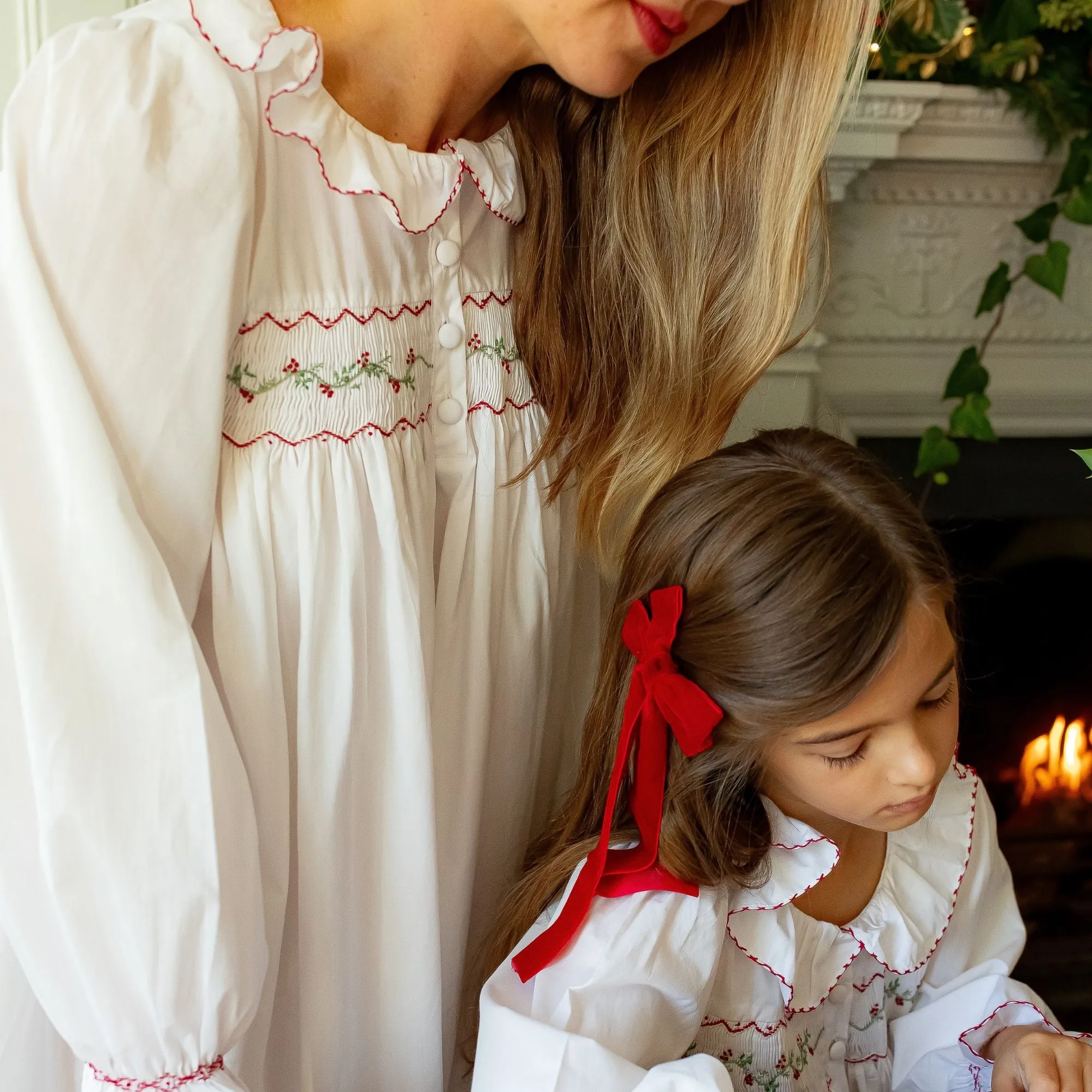 S/M Memo Press x Smock London Women's Nightingale Dress Moonstone with Garland Hand Smocking sold by Smock London product image thumbnail 2