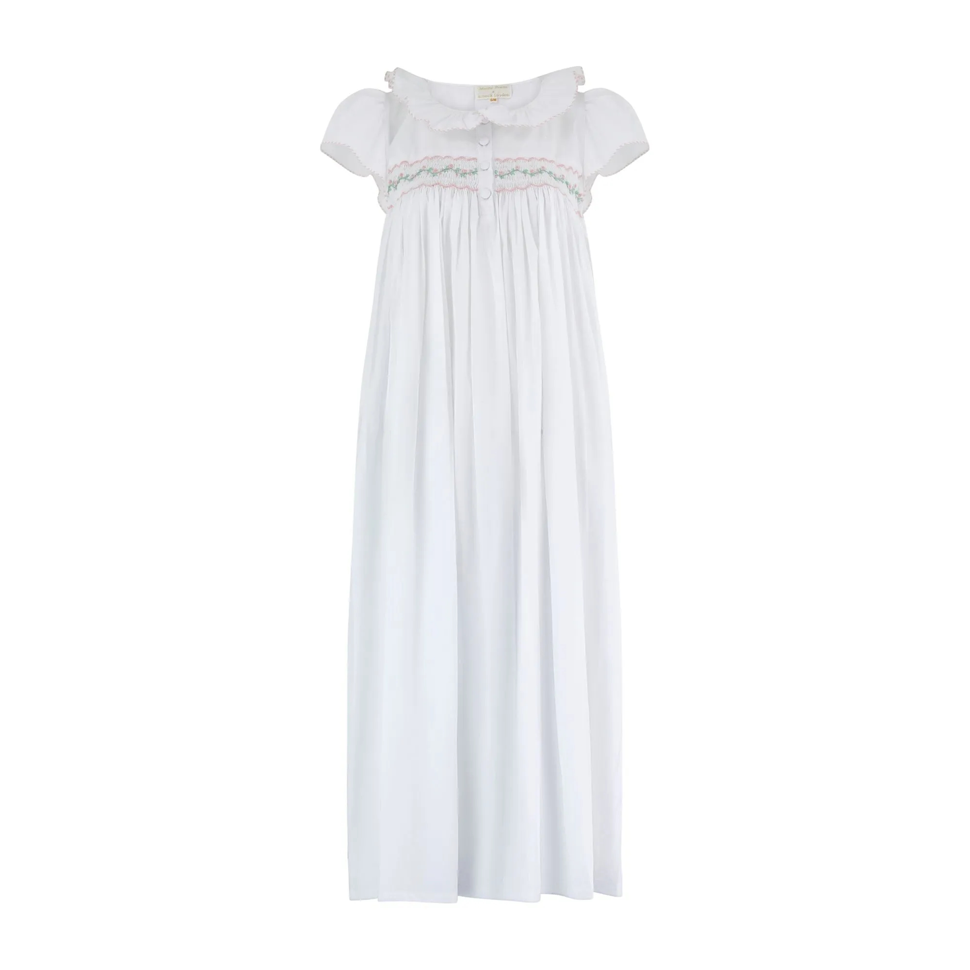 Memo Press x Smock London Women's Nightingale Dress Moonstone with Rose Garland Hand Smocking sold by Smock London product image thumbnail 2
