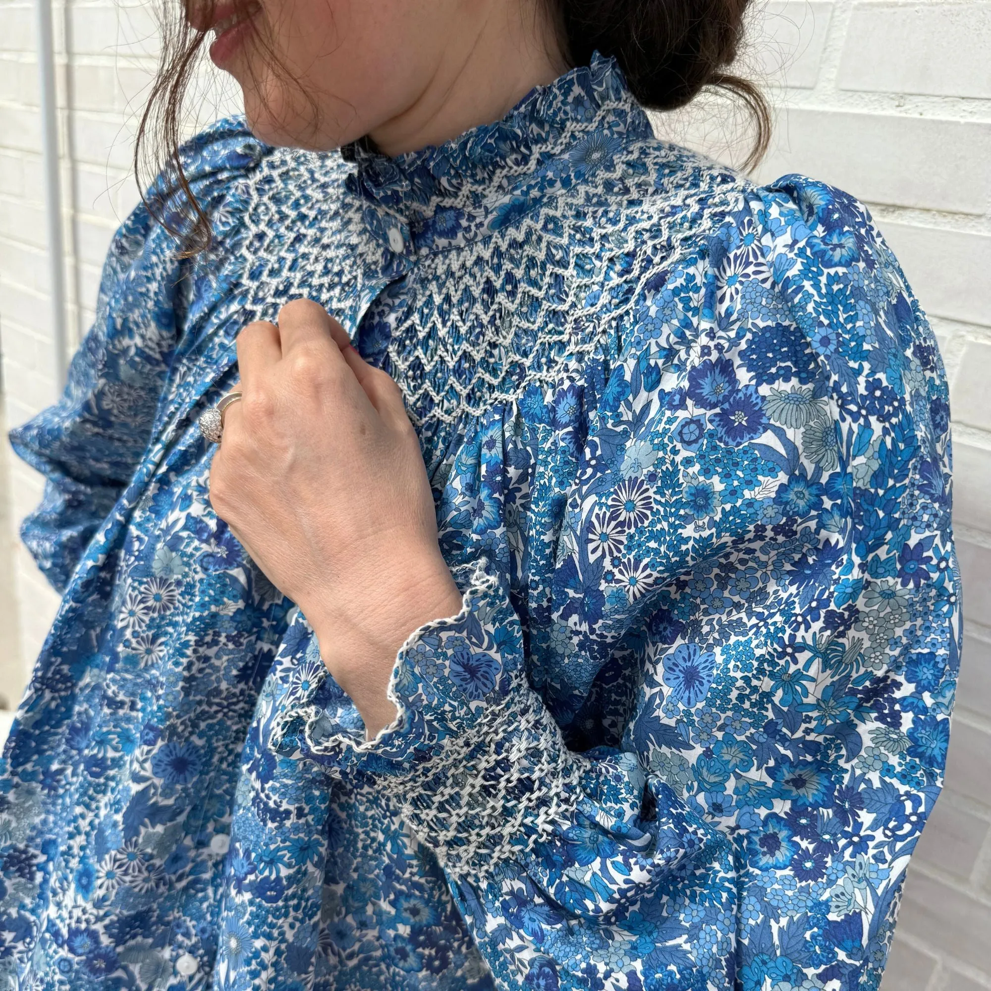 Scholl Blouse with White Horses Hand Smocking Made With Liberty Margaret Annie Edition 42 sold by Smock London product image thumbnail 2