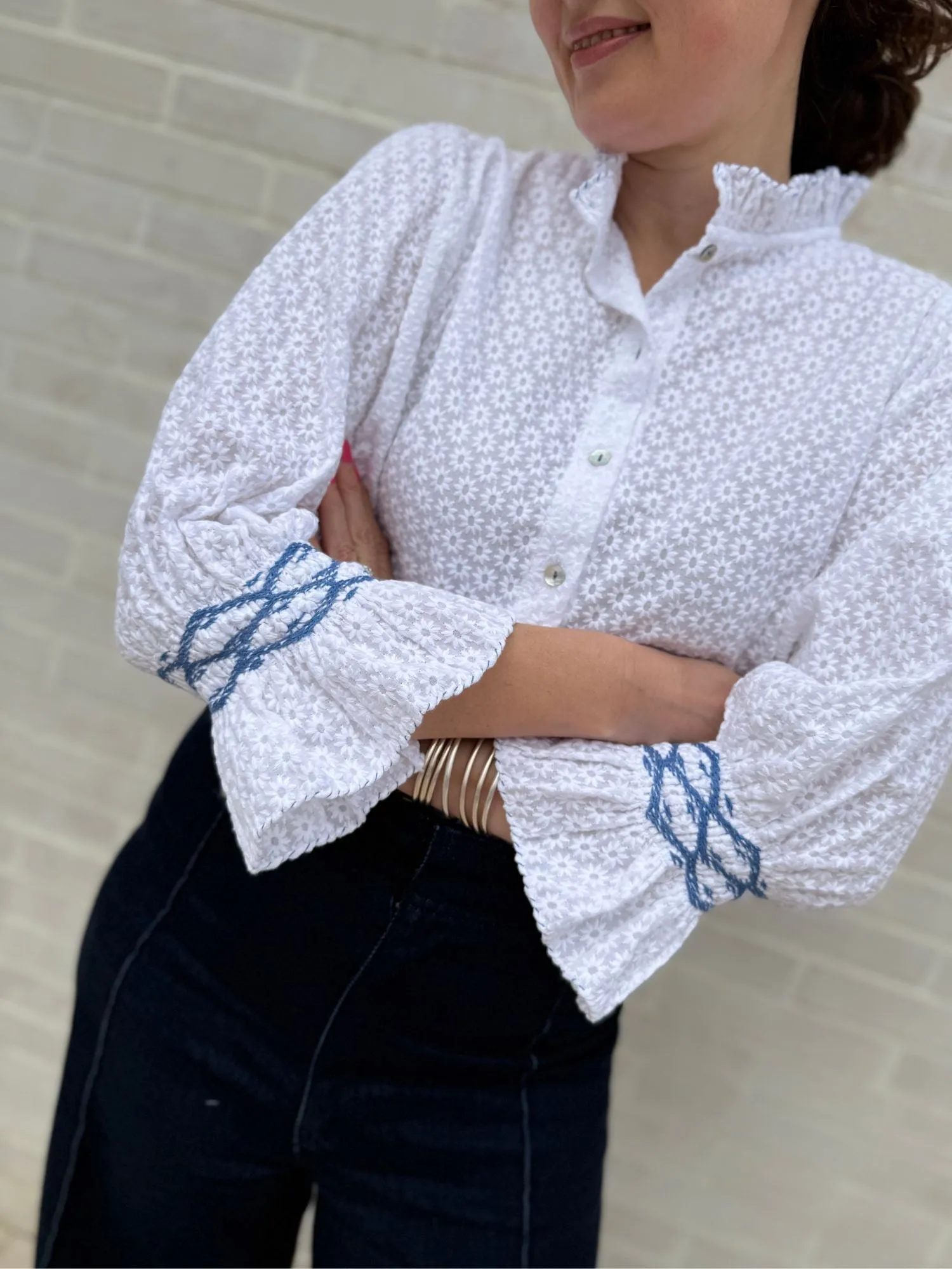 Small Shelley Blouse Daisy Chain Cotton with Sapphire Hand Smocking Edition 10 sold by Smock London product image thumbnail 5