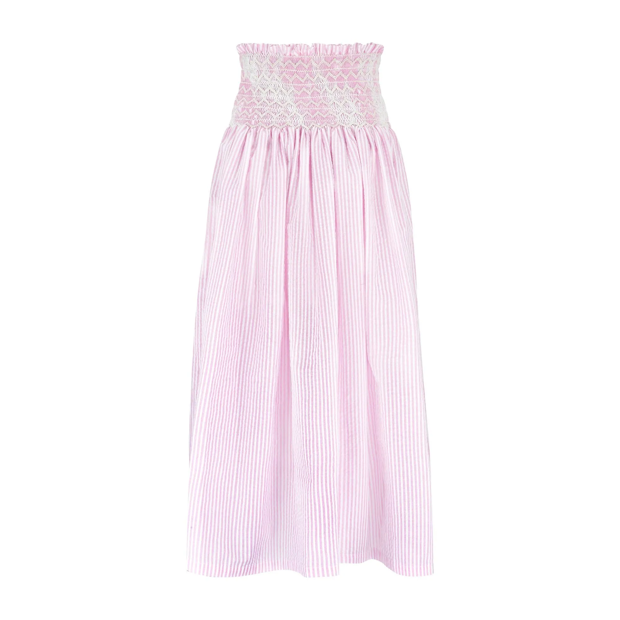 Sullivan Skirt Lollipop Seersucker with White Hand Smocking sold by Smock London product image thumbnail 2