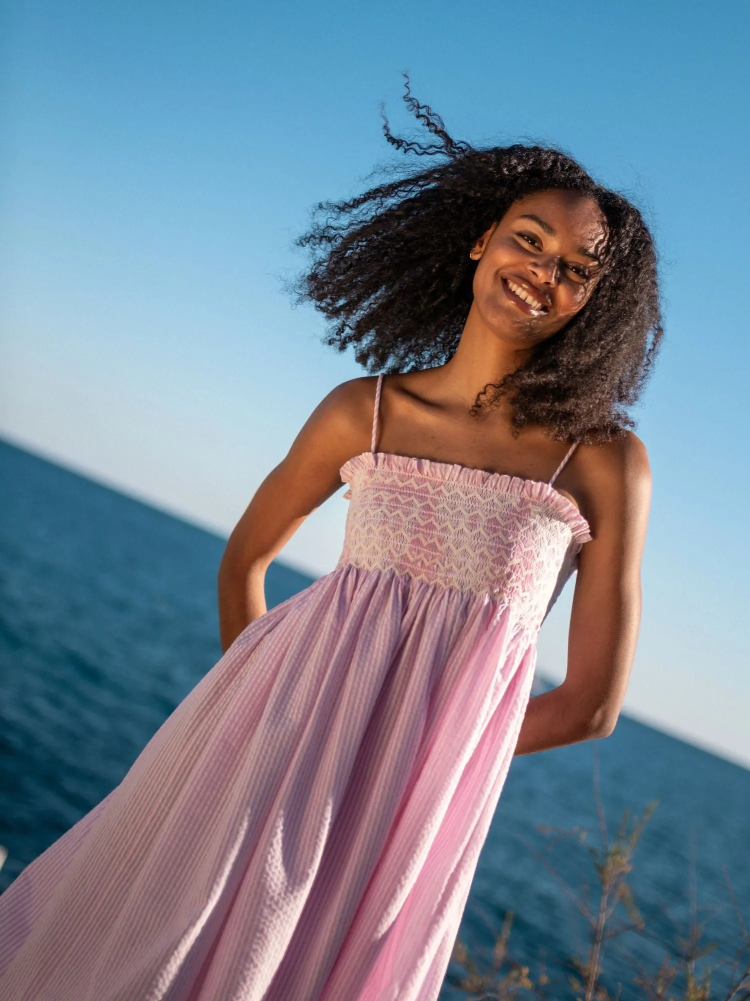 Sullivan Skirt Lollipop Seersucker with White Hand Smocking sold by Smock London product image thumbnail 5