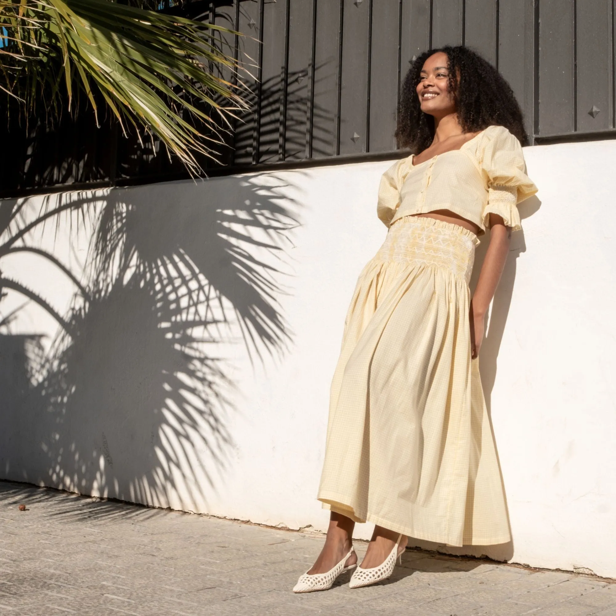 Sullivan Skirt Sicilian Buttercup check with Sorbet Hand Smocking sold by Smock London product image thumbnail 3