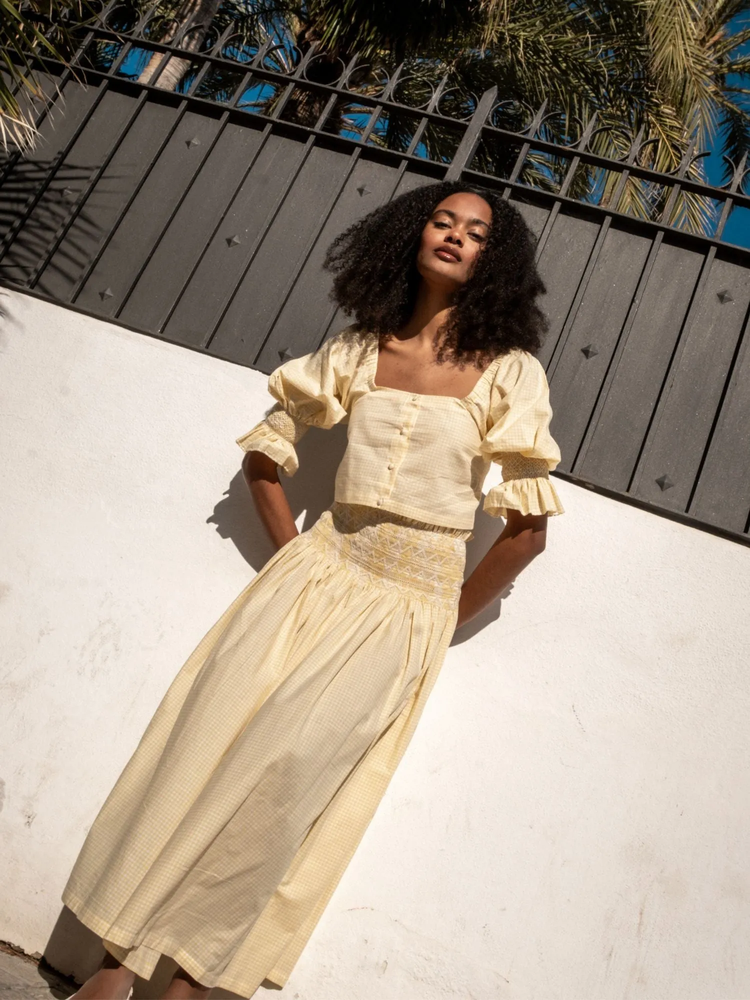 Sullivan Skirt Sicilian Buttercup check with Sorbet Hand Smocking sold by Smock London product image thumbnail 5