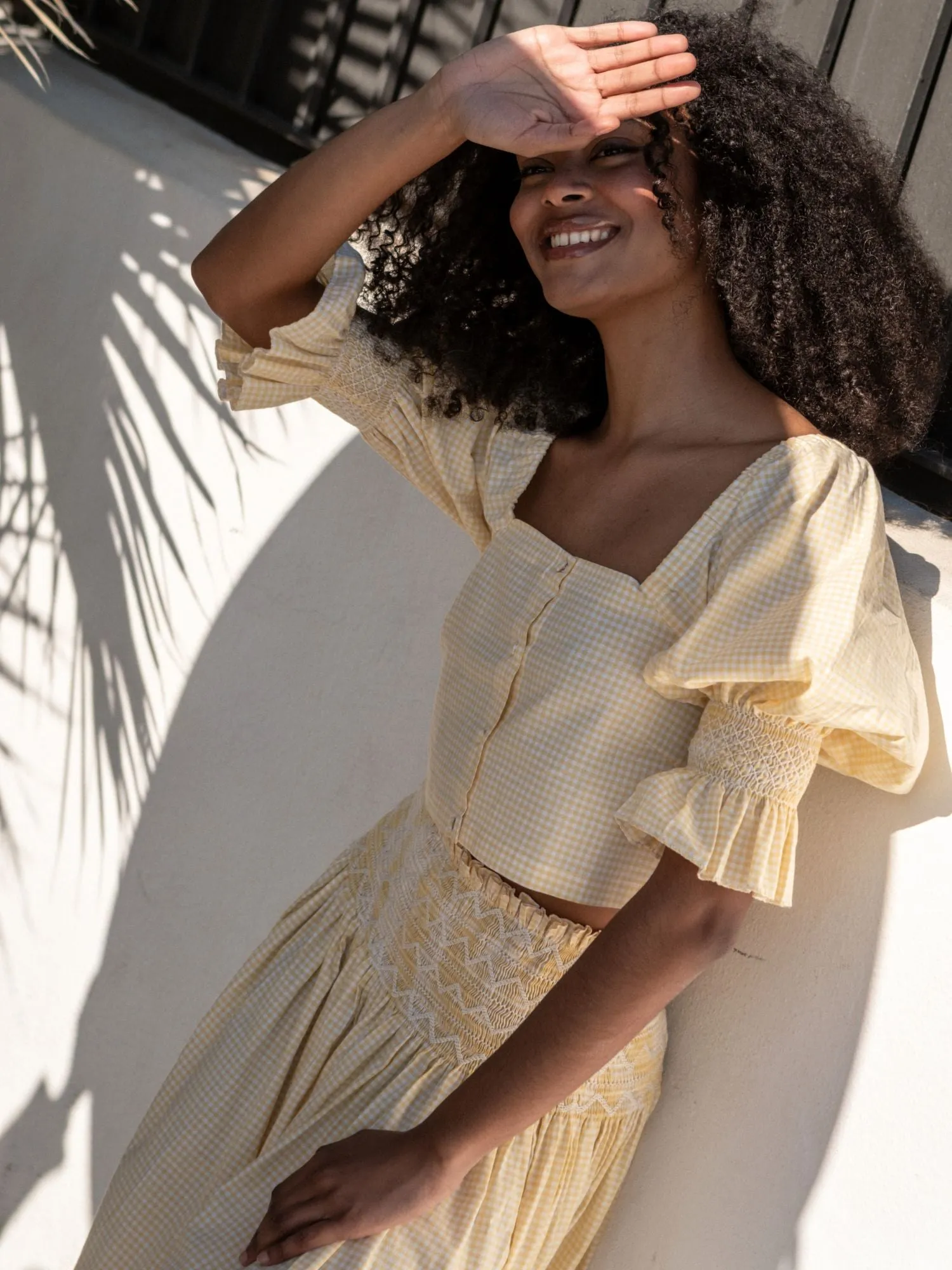 Sullivan Skirt Sicilian Buttercup check with Sorbet Hand Smocking sold by Smock London product image thumbnail 4