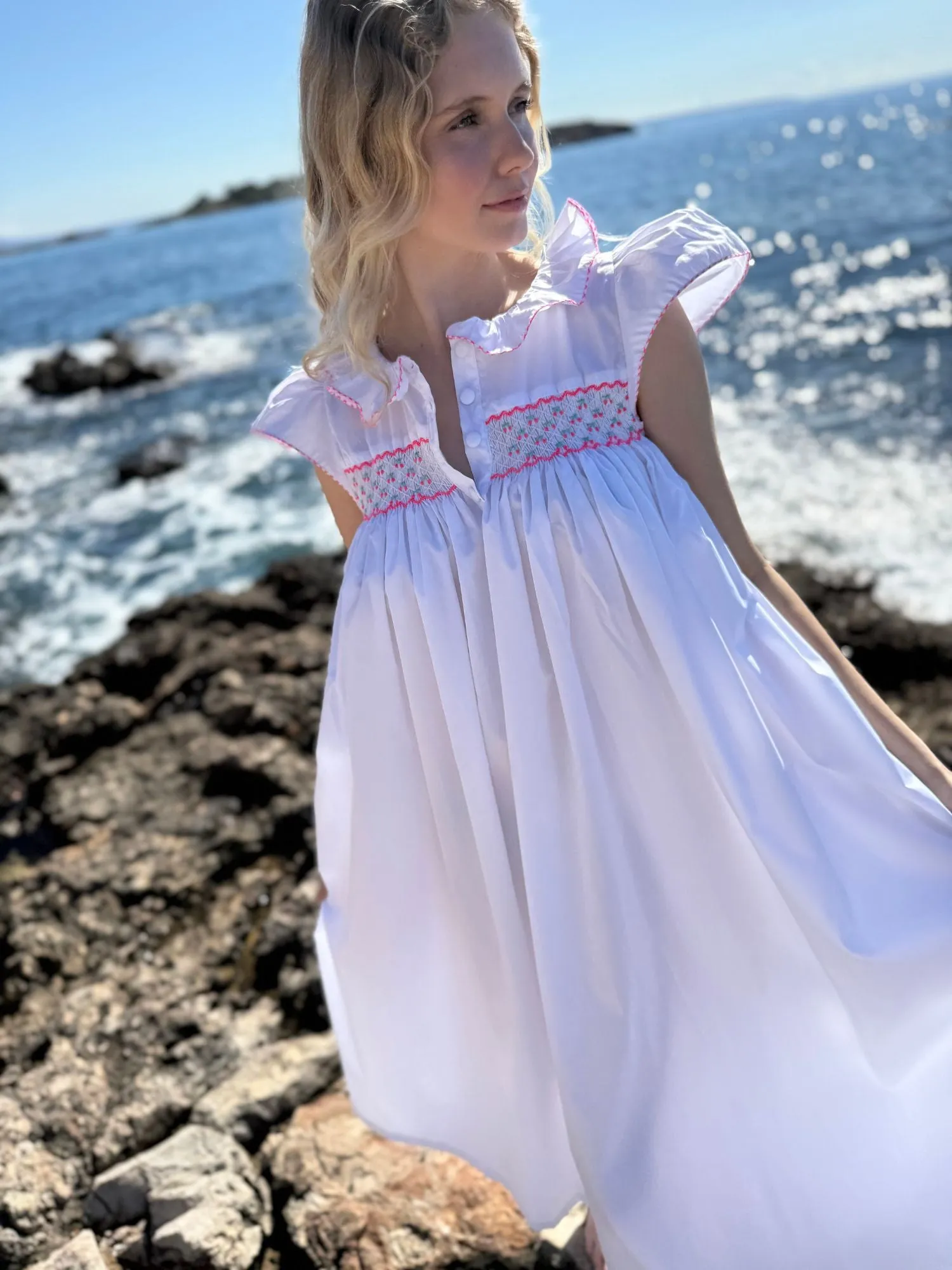 Nightingale Women's Dress with Cherry Pop Hand Smocking sold by Smock London product image thumbnail 3