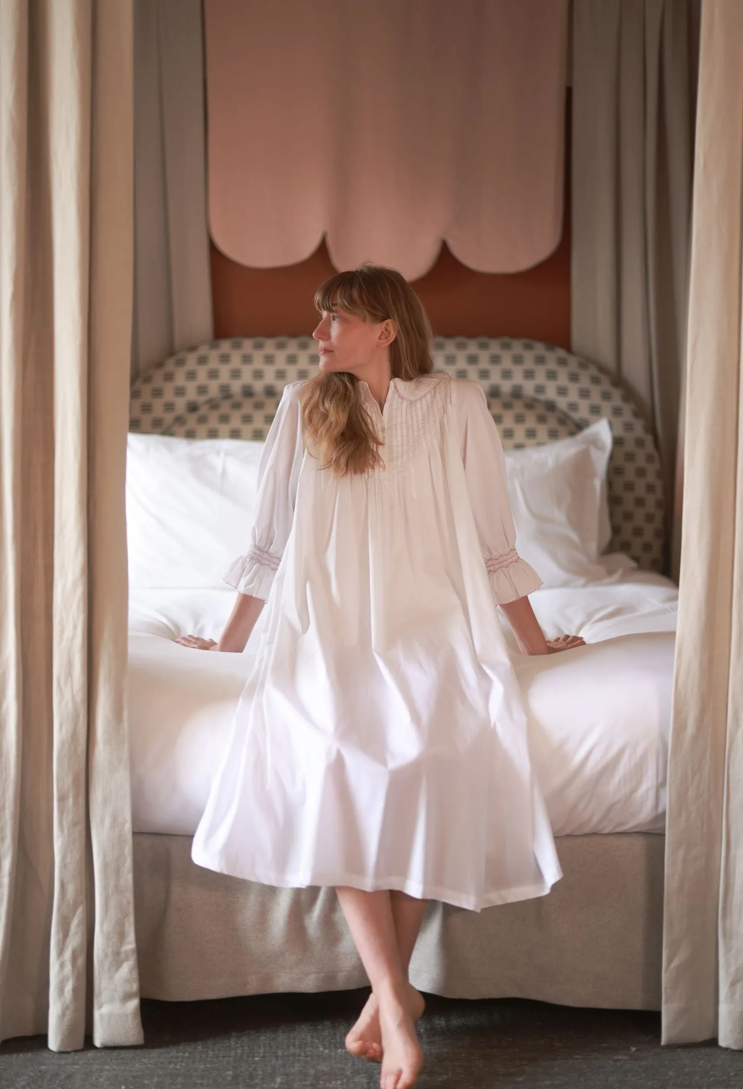 Bessie Coleman Women's Dress Moonstone Cotton with Kir Royale Hand Smocking sold by Smock London product image thumbnail 3