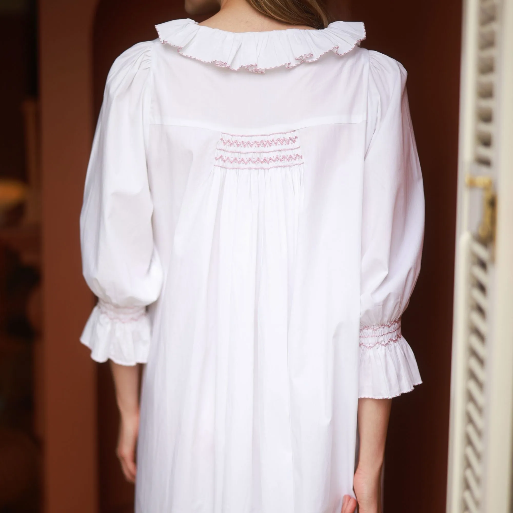 Bessie Coleman Women's Dress Moonstone Cotton with Kir Royale Hand Smocking sold by Smock London product image thumbnail 2