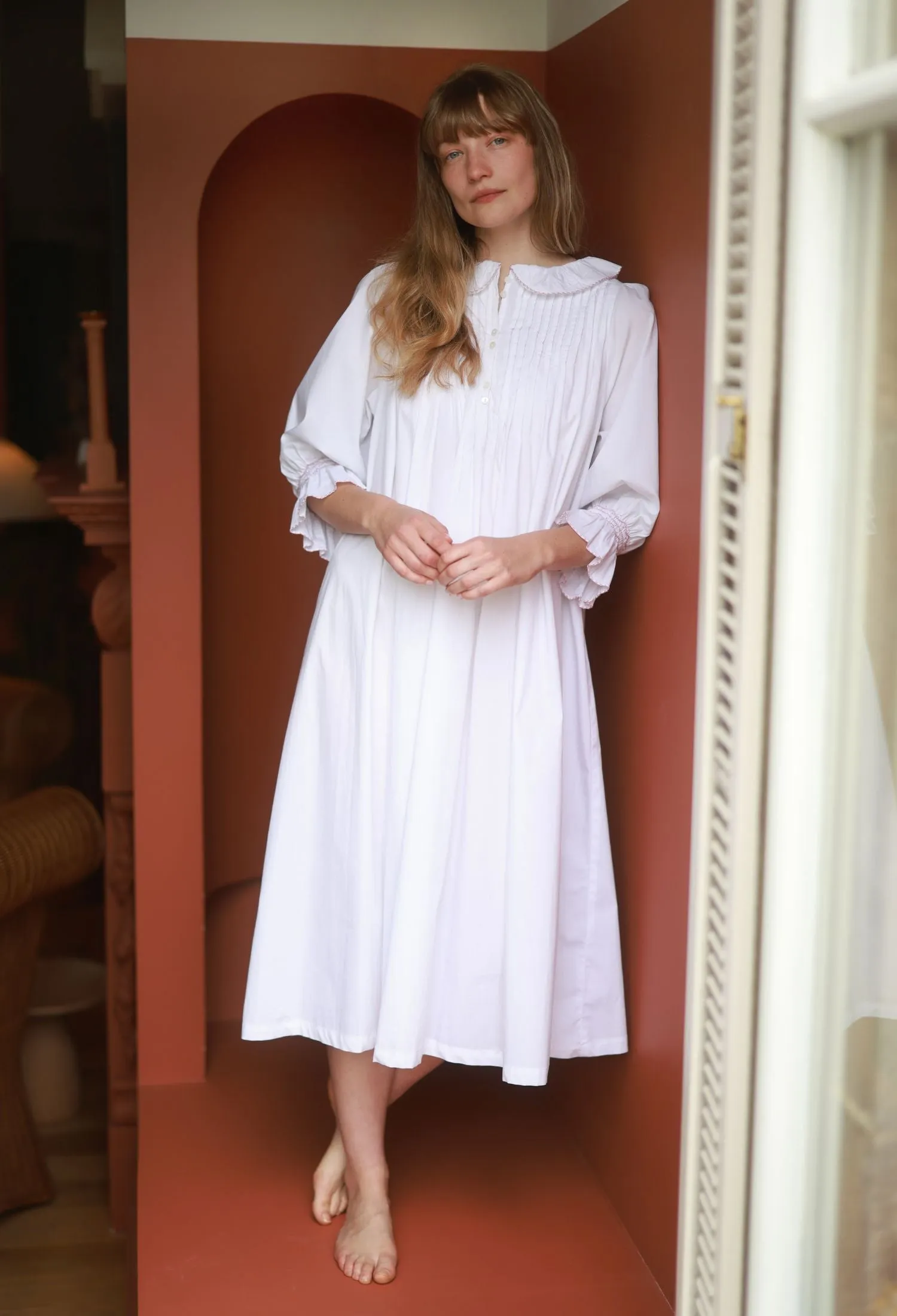Bessie Coleman Women's Dress Moonstone Cotton with Kir Royale Hand Smocking sold by Smock London product image thumbnail 4