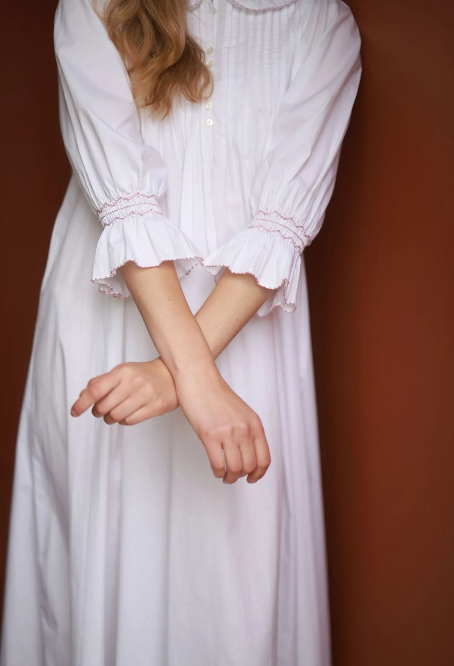 Bessie Coleman Women's Dress Moonstone Cotton with Kir Royale Hand Smocking sold by Smock London product image thumbnail 5