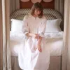 Bessie Coleman Women's Dress Moonstone Cotton with Sapphire Hand Smocking sold by Smock London