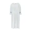 Bessie Coleman Women's Dress Moonstone Cotton with Sapphire Hand Smocking sold by Smock London