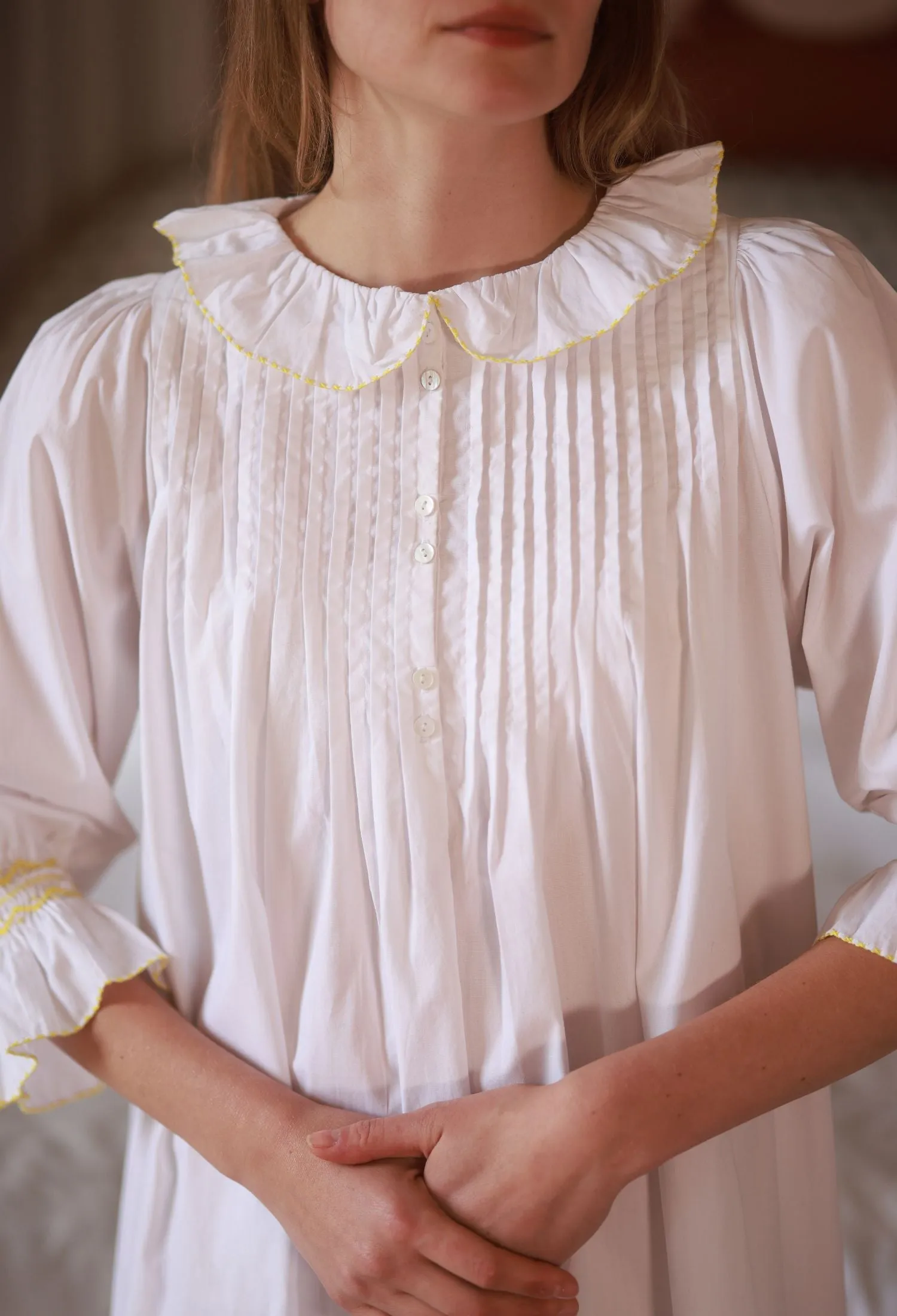 Bessie Coleman Women's Dress Moonstone Cotton with Sunshine Hand Smocking sold by Smock London product image thumbnail 4