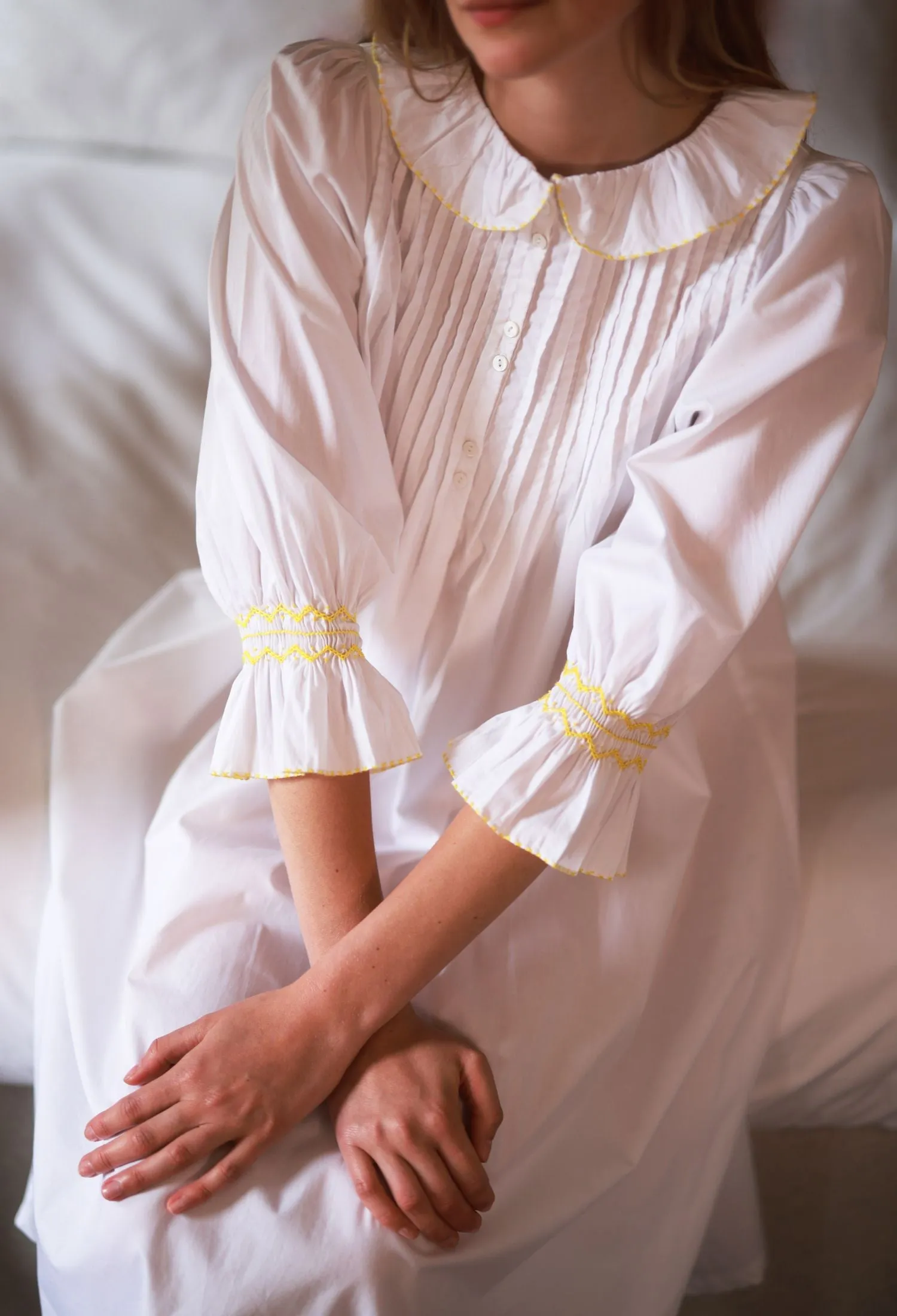 Bessie Coleman Women's Dress Moonstone Cotton with Sunshine Hand Smocking sold by Smock London product image thumbnail 5