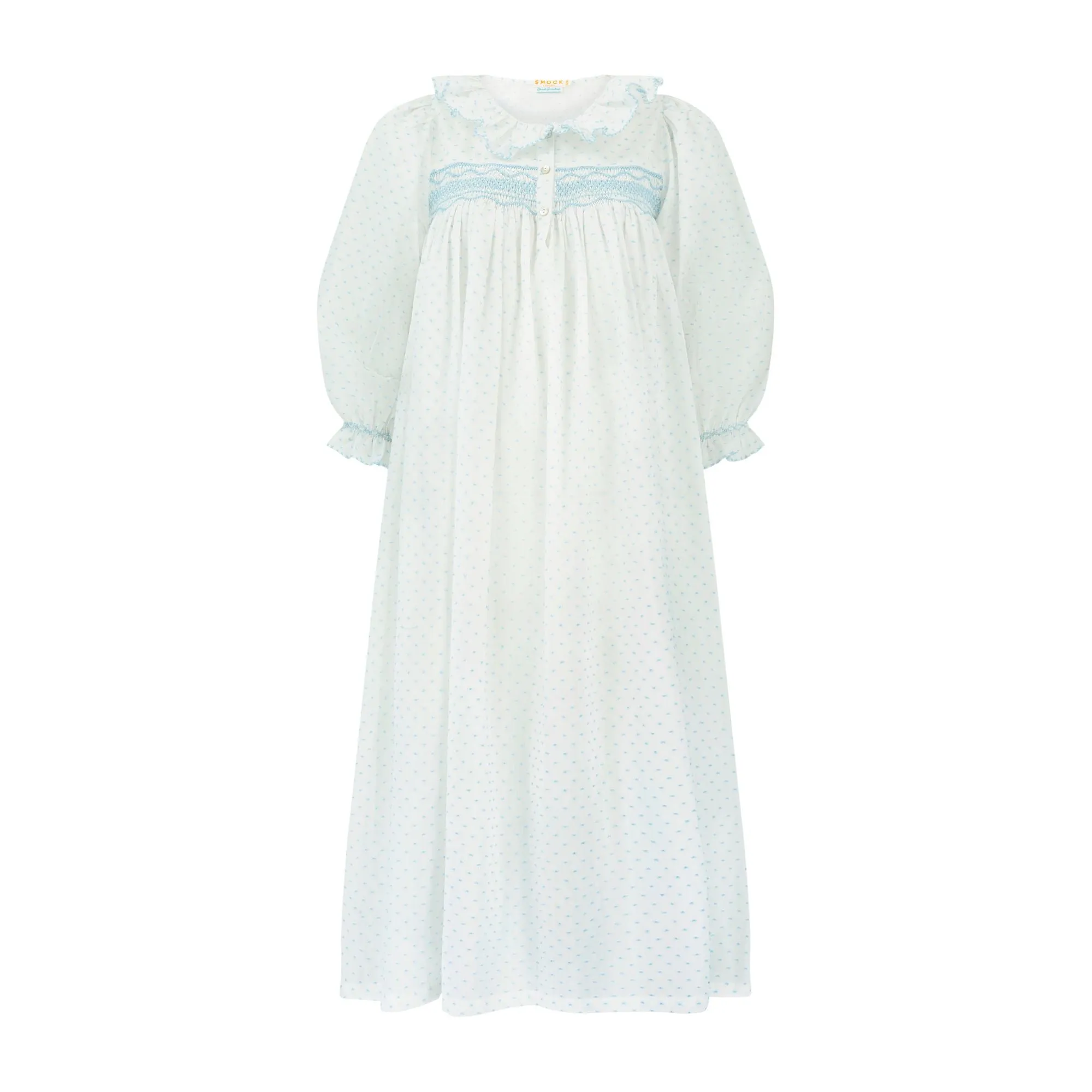 Nightingale Women's Dress Forget Me Not Plumetti with Delphinium Hand Smocking sold by Smock London product image thumbnail 2