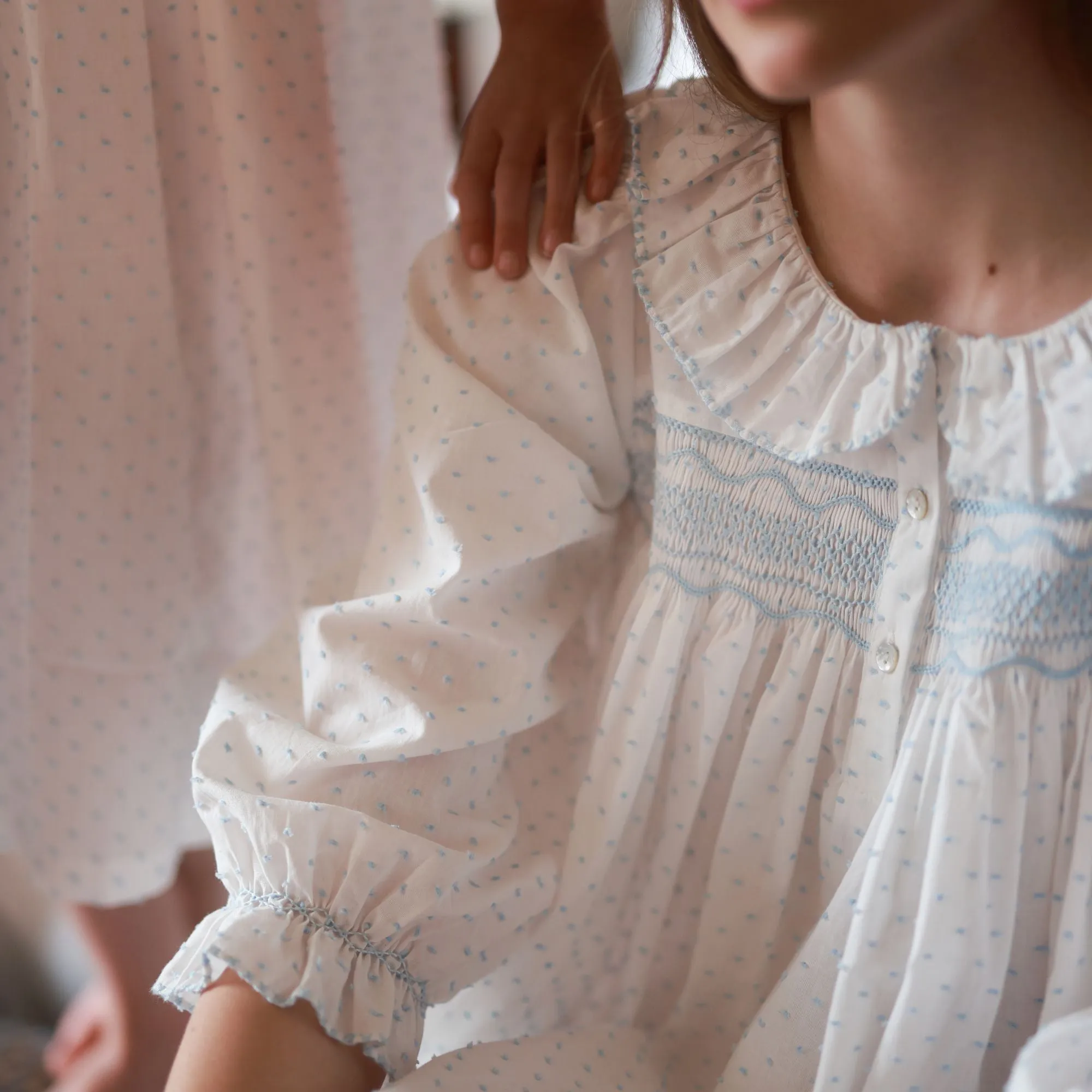 Nightingale Women's Dress Forget Me Not Plumetti with Delphinium Hand Smocking sold by Smock London product image thumbnail 3