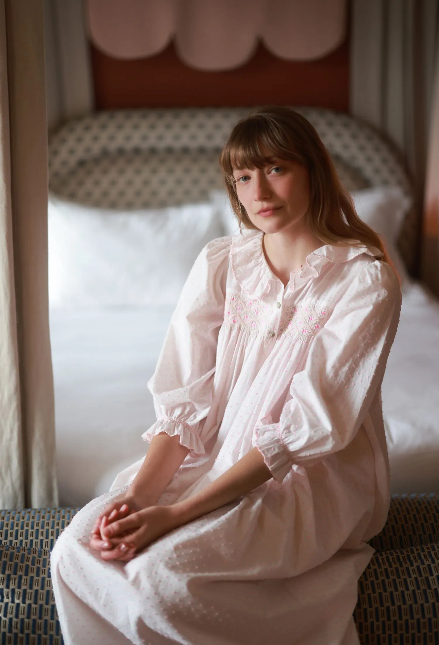 Nightingale Women's Dress Powder Puff Plumetti with Marshmallow Hand Smocking sold by Smock London product image thumbnail 5