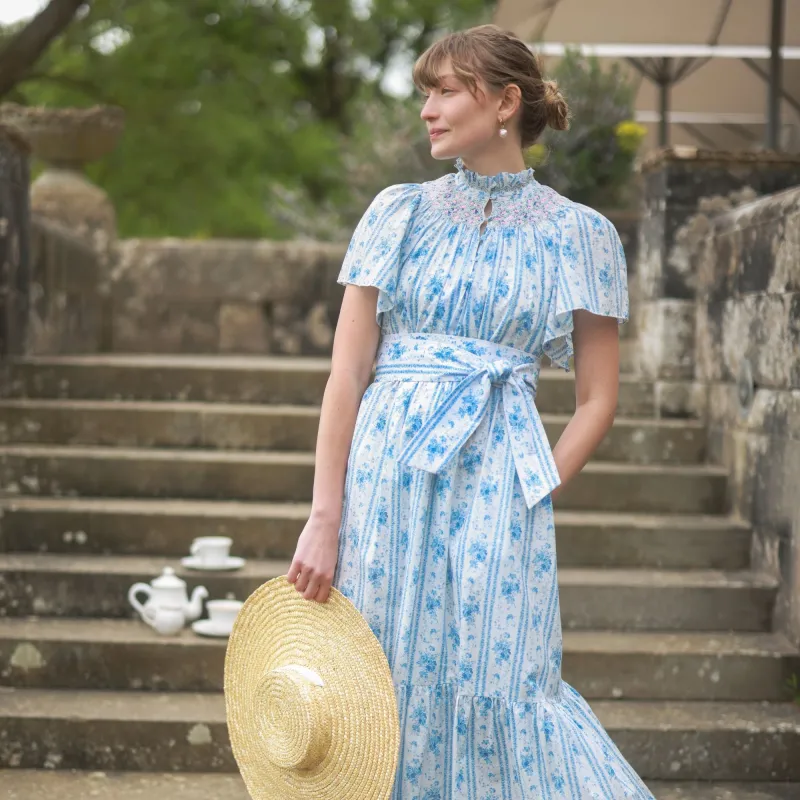 Colette Dress Antoinette Stripe with a Hint of Mischief Hand Smocking sold by Smock London