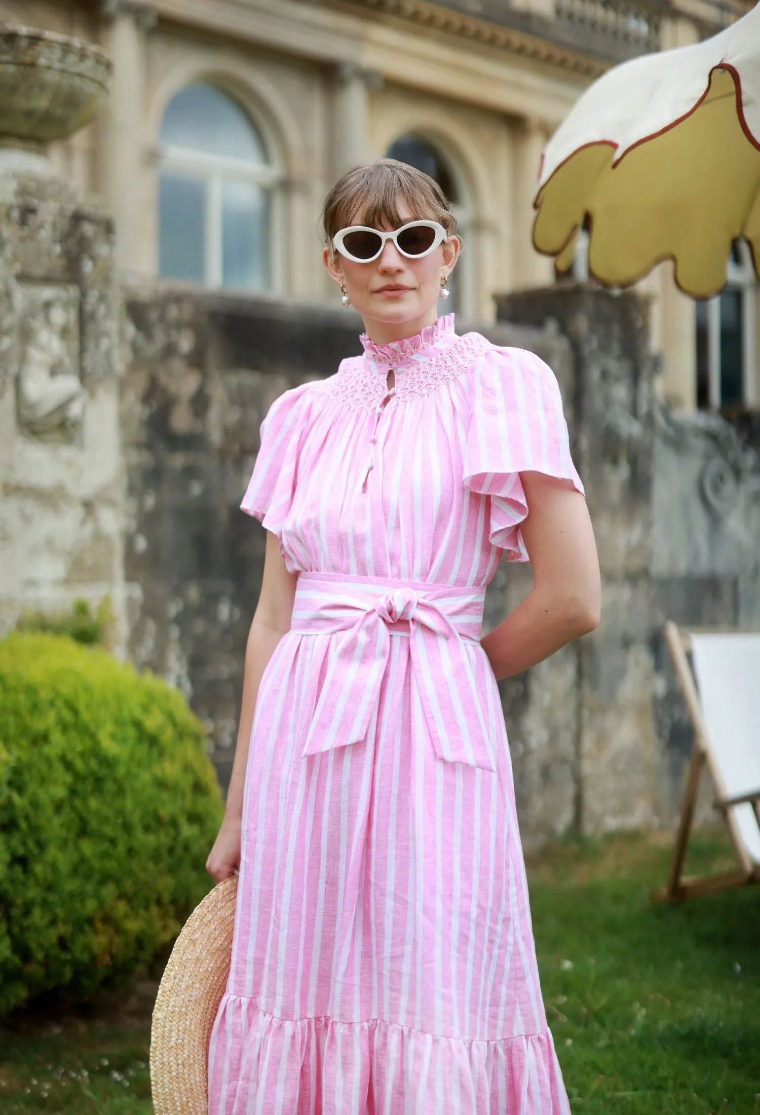 Colette Dress Raspberry Ripple Stripe with Sugar Babes Hand Smocking sold by Smock London product image thumbnail 4