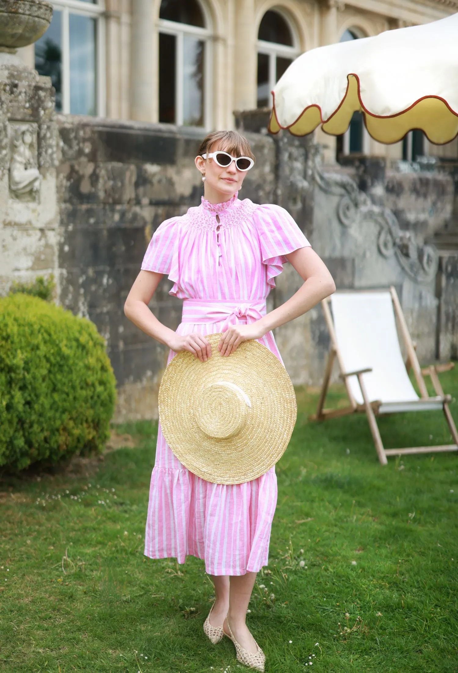 Colette Dress Raspberry Ripple Stripe with Sugar Babes Hand Smocking sold by Smock London product image thumbnail 3